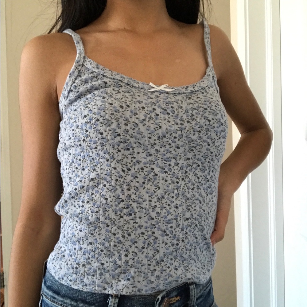 blue/dark blue floral brandy skylar bow tank